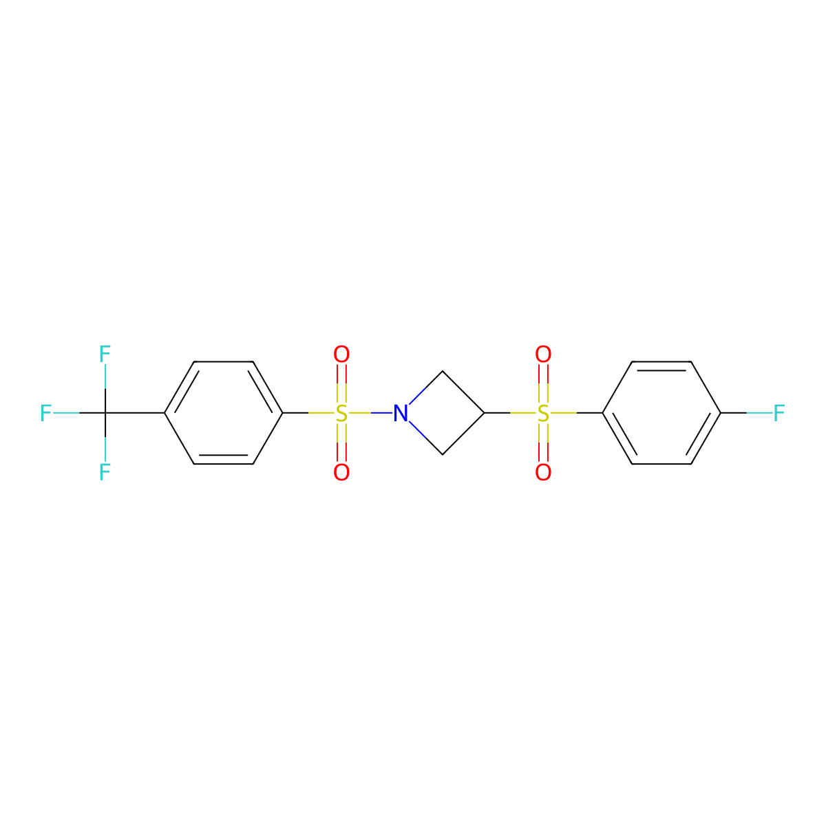 3-((4-Fluorophenyl)sulfonyl)-1-((4-(trifluoromethyl)phenyl)sulfonyl)azetidine molecular structure, CAS 1448064-42-3