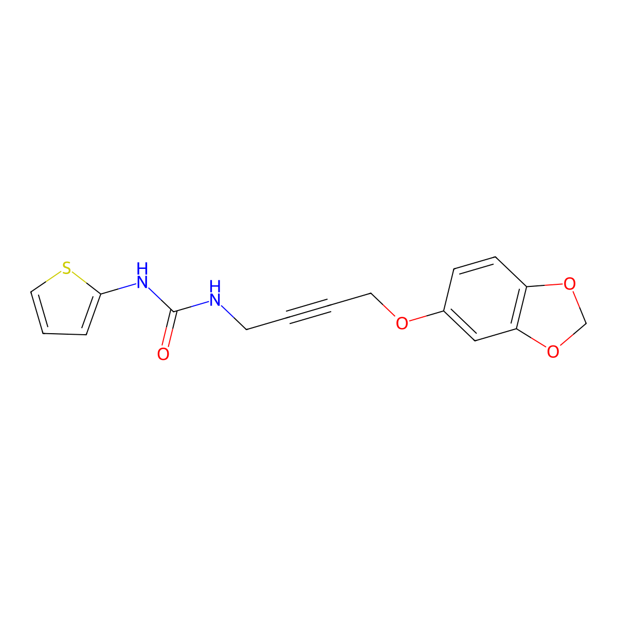 1-(4-(Benzo[d][1,3]dioxol-5-yloxy)but-2-yn-1-yl)-3-(thiophen-2-yl)urea molecular structure, CAS 1448064-44-5