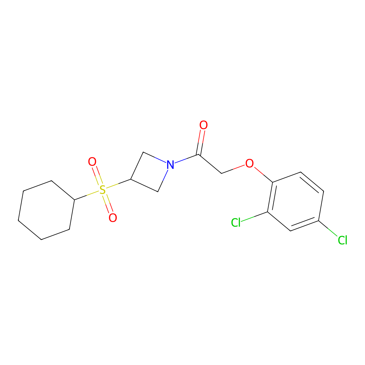 1-(3-(Cyclohexylsulfonyl)azetidin-1-yl)-2-(2,4-dichlorophenoxy)ethanone molecular structure, CAS 1448064-49-0