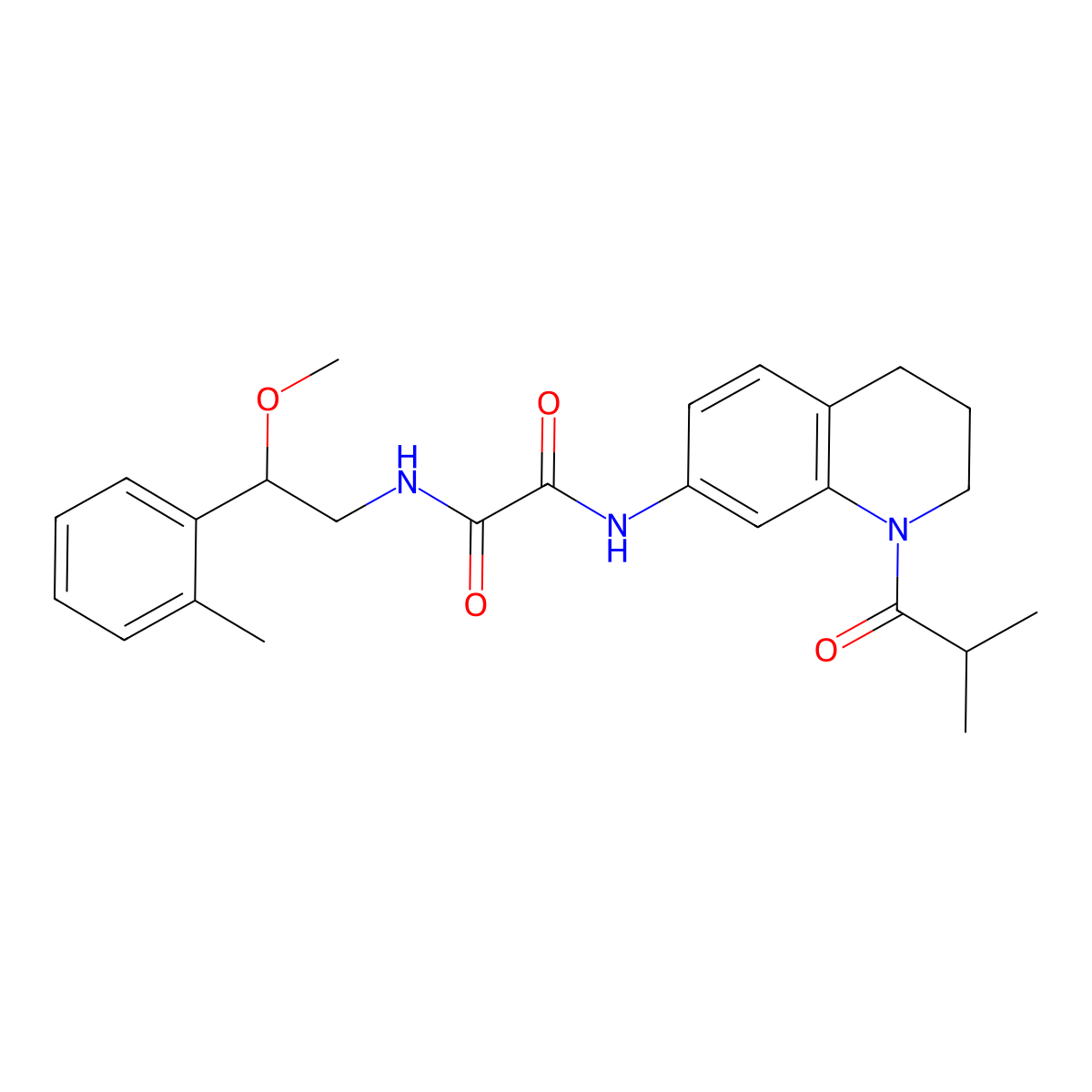 N1-(1-isobutyryl-1,2,3,4-tetrahydroquinolin-7-yl)-N2-(2-methoxy-2-(o-tolyl)ethyl)oxalamide molecular structure, CAS 1448064-62-7