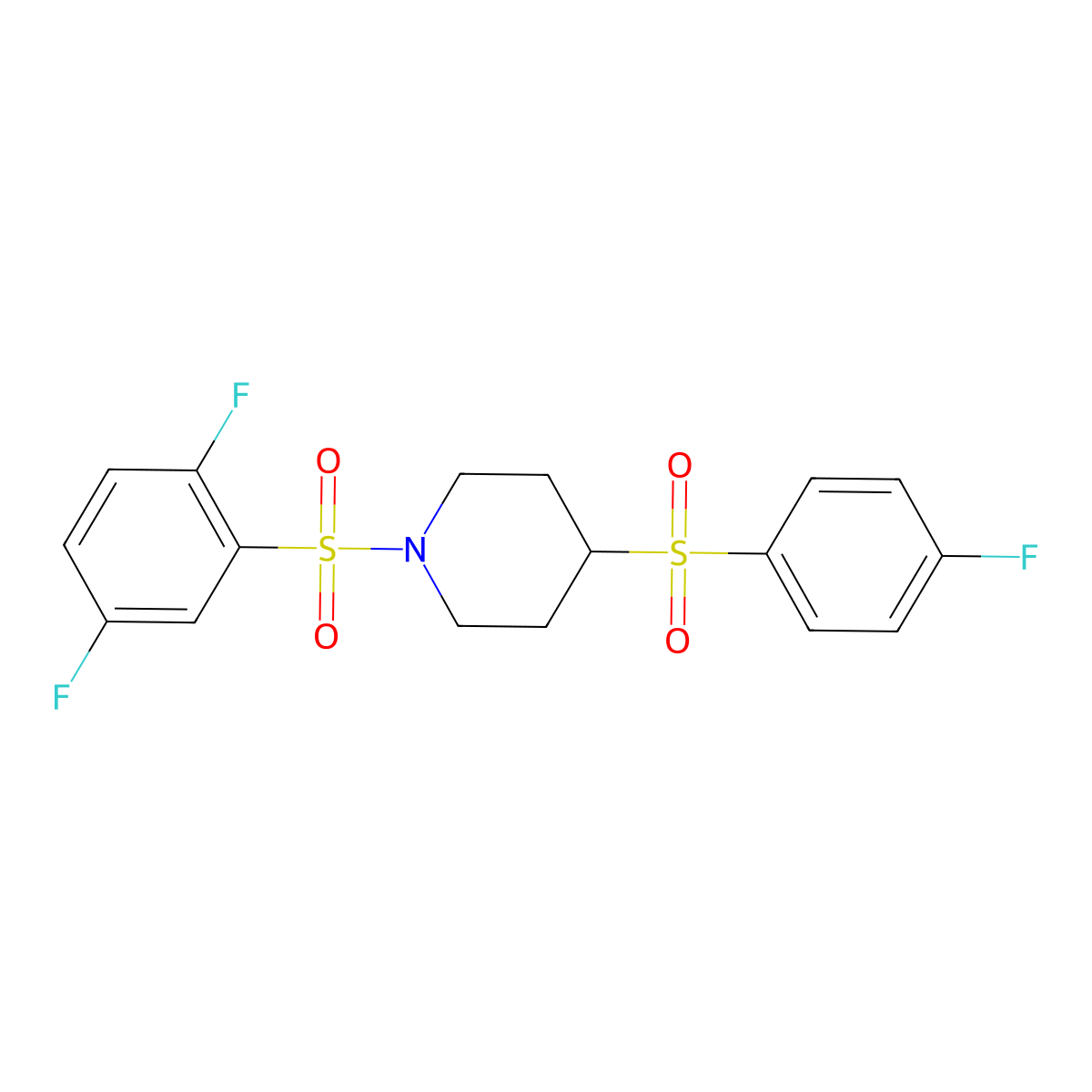 1-((2,5-Difluorophenyl)sulfonyl)-4-((4-fluorophenyl)sulfonyl)piperidine molecular structure, CAS 1448064-64-9