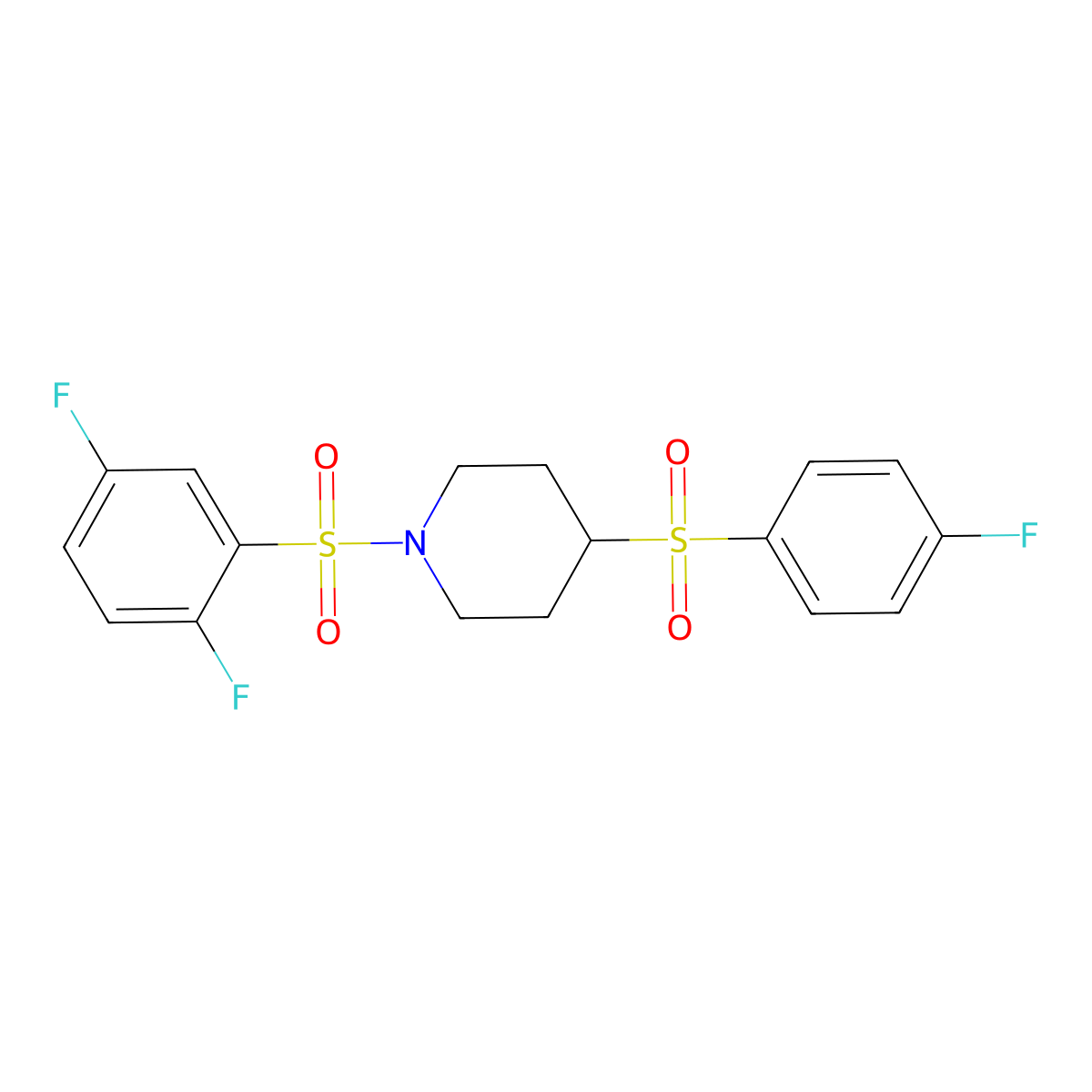 1-((2,5-Difluorophenyl)sulfonyl)-4-((4-fluorophenyl)sulfonyl)piperidine molecular structure, CAS 1448064-64-9
