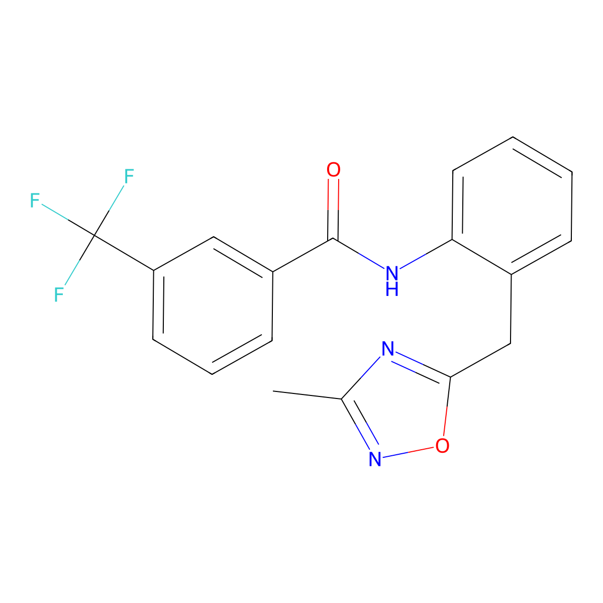 N-(2-((3-methyl-1,2,4-oxadiazol-5-yl)methyl)phenyl)-3-(trifluoromethyl)benzamide molecular structure, CAS 1448064-65-0
