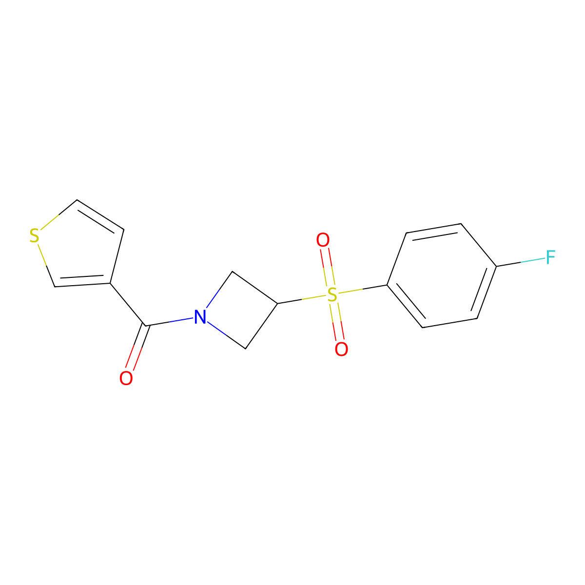 (3-((4-Fluorophenyl)sulfonyl)azetidin-1-yl)(thiophen-3-yl)methanone molecular structure, CAS 1448064-68-3