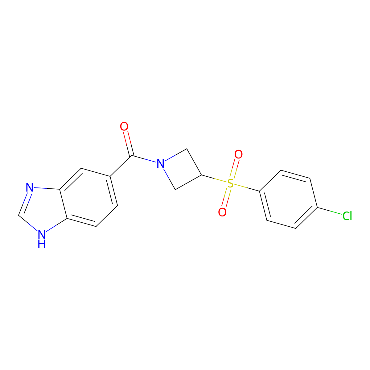 (1H-benzo[d]imidazol-5-yl)(3-((4-chlorophenyl)sulfonyl)azetidin-1-yl)methanone molecular structure, CAS 1448064-71-8