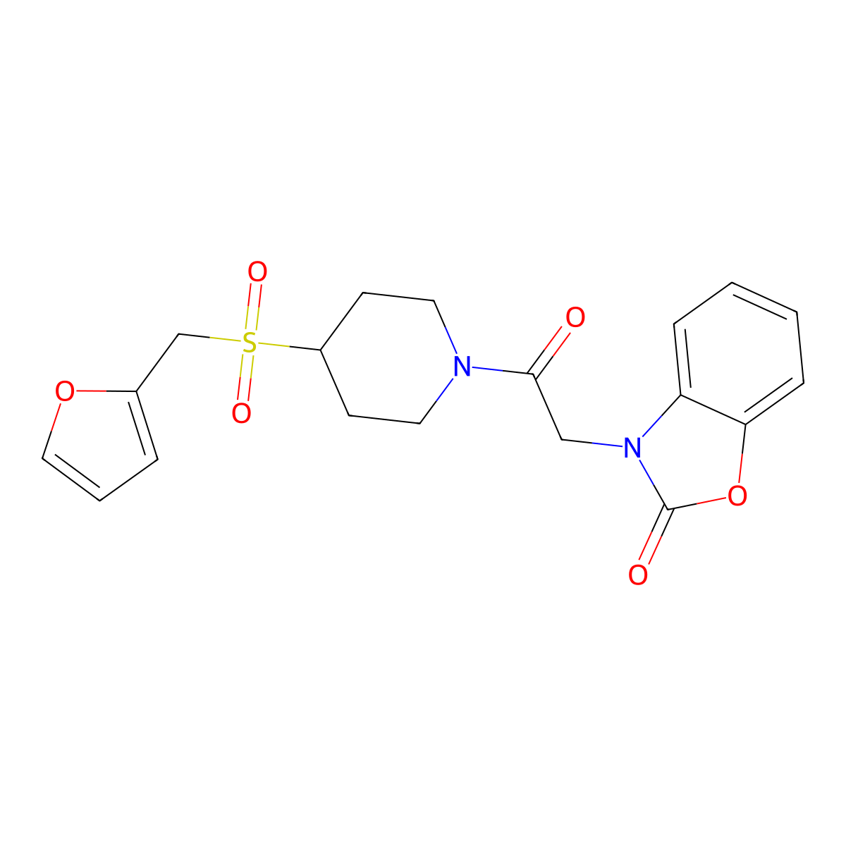 3-(2-(4-((furan-2-ylmethyl)sulfonyl)piperidin-1-yl)-2-oxoethyl)benzo[d]oxazol-2(3H)-one molecular structure, CAS 1448064-73-0
