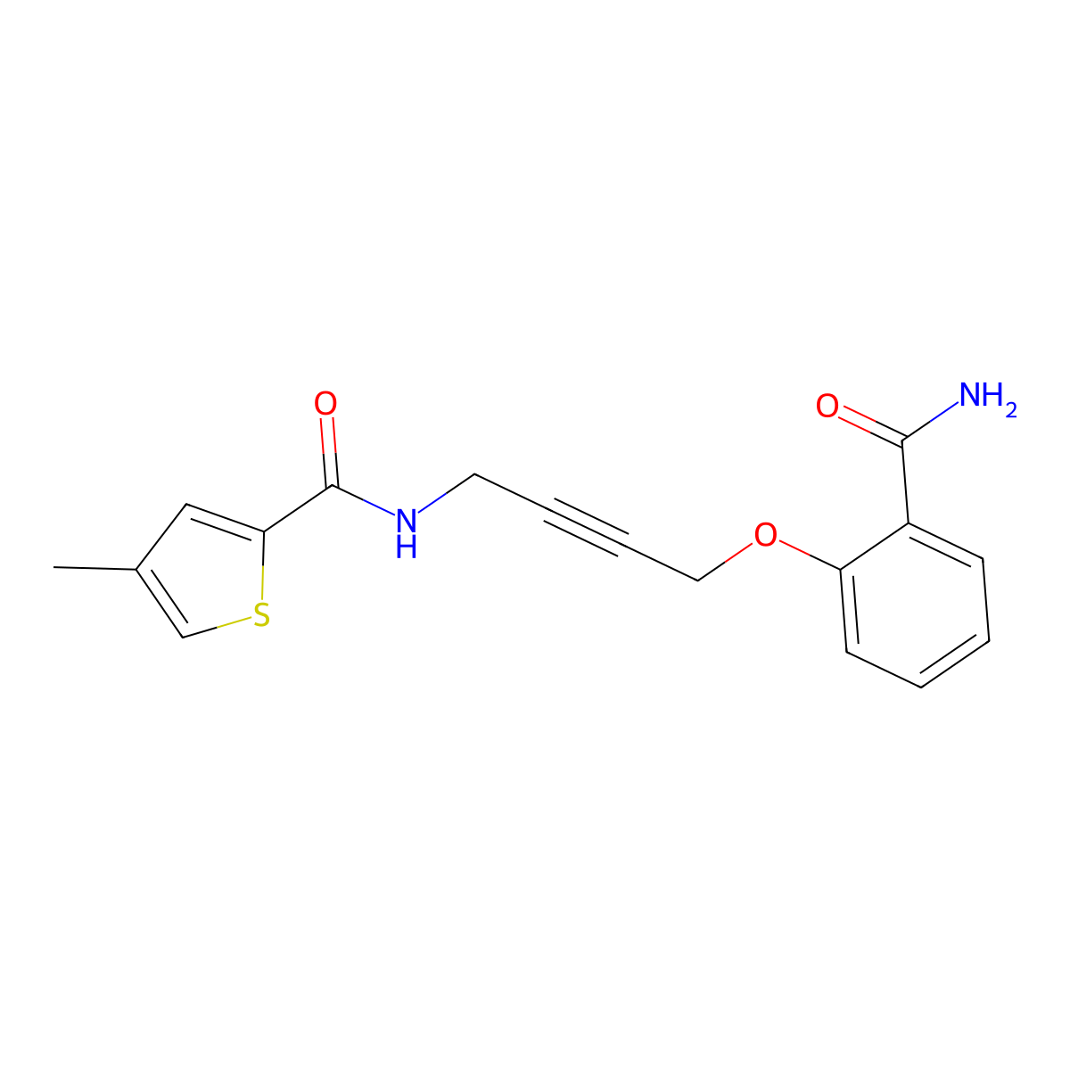 N-[4-(2-Carbamoylphenoxy)but-2-YN-1-YL]-4-methylthiophene-2-carboxamide molecular structure, CAS 1448064-75-2