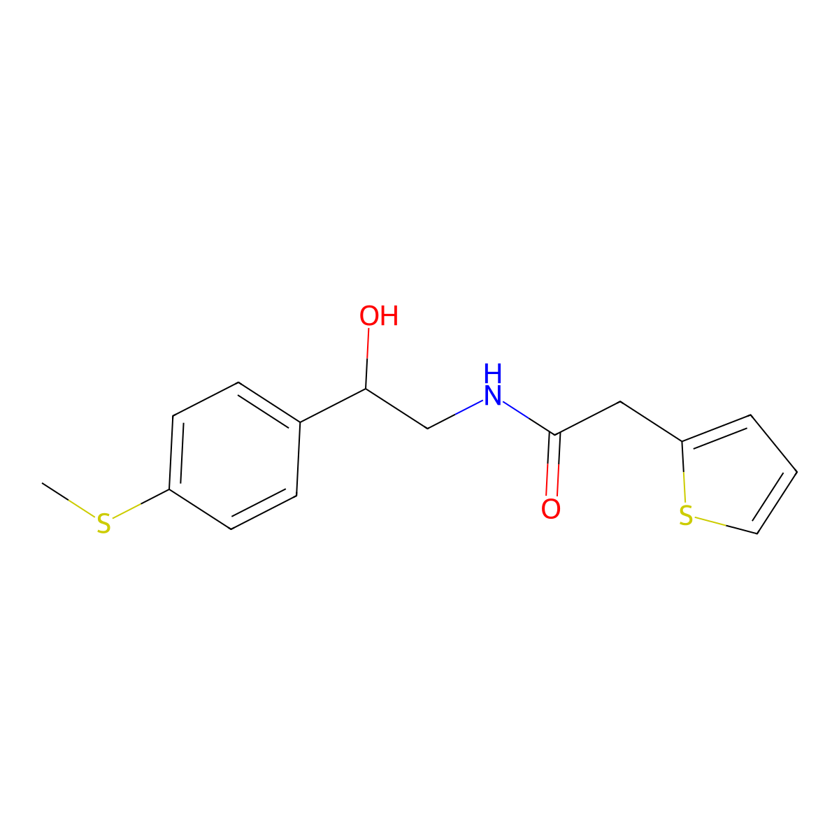 N-(2-hydroxy-2-(4-(methylthio)phenyl)ethyl)-2-(thiophen-2-yl)acetamide molecular structure, CAS 1448064-81-0