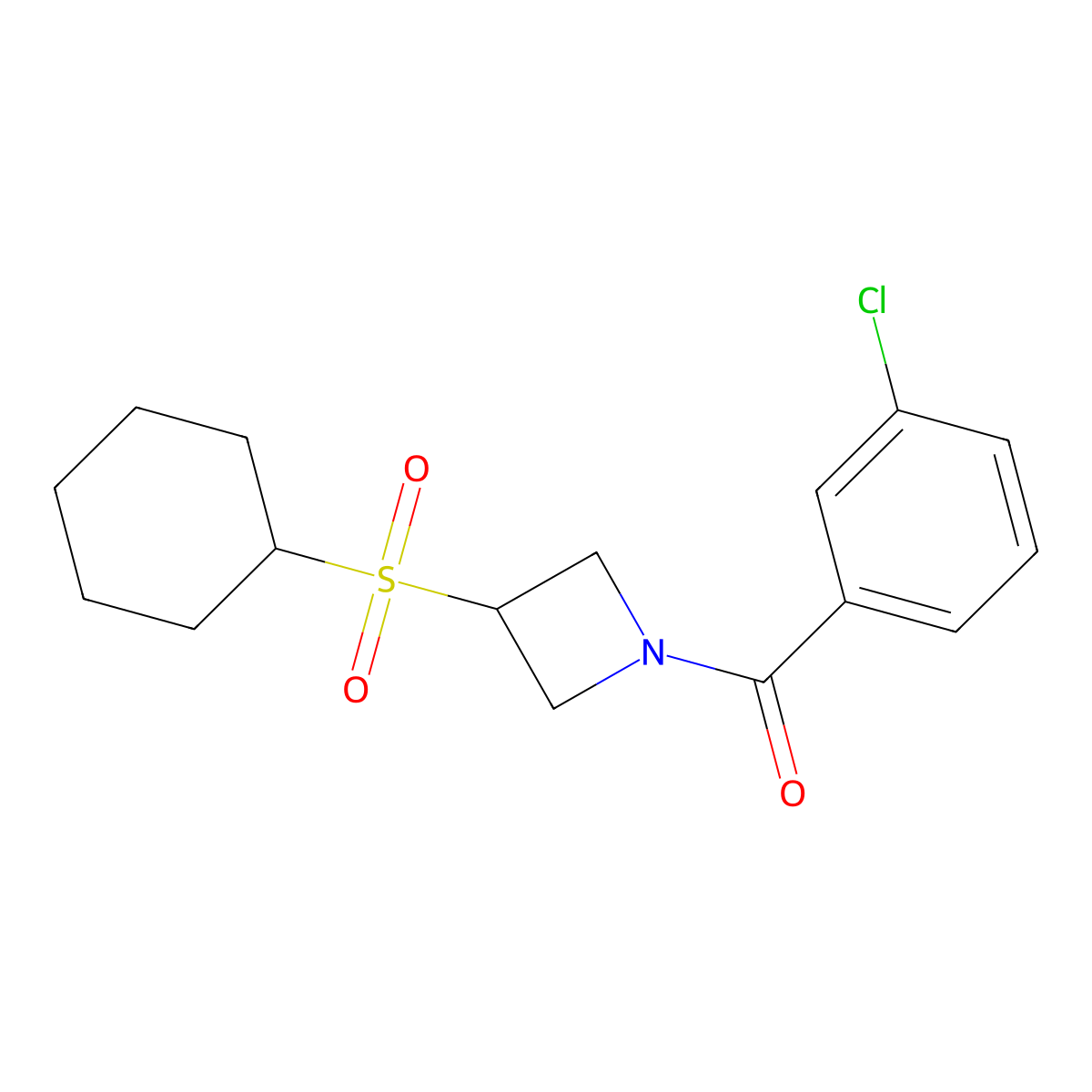 (3-Chlorophenyl)(3-(cyclohexylsulfonyl)azetidin-1-yl)methanone molecular structure, CAS 1448064-82-1