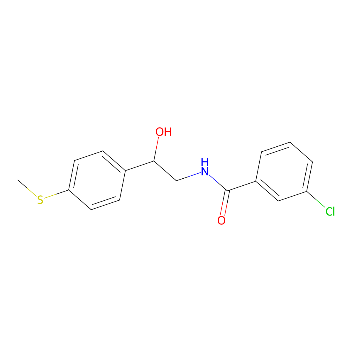 3-chloro-N-(2-hydroxy-2-(4-(methylthio)phenyl)ethyl)benzamide molecular structure, CAS 1448064-84-3