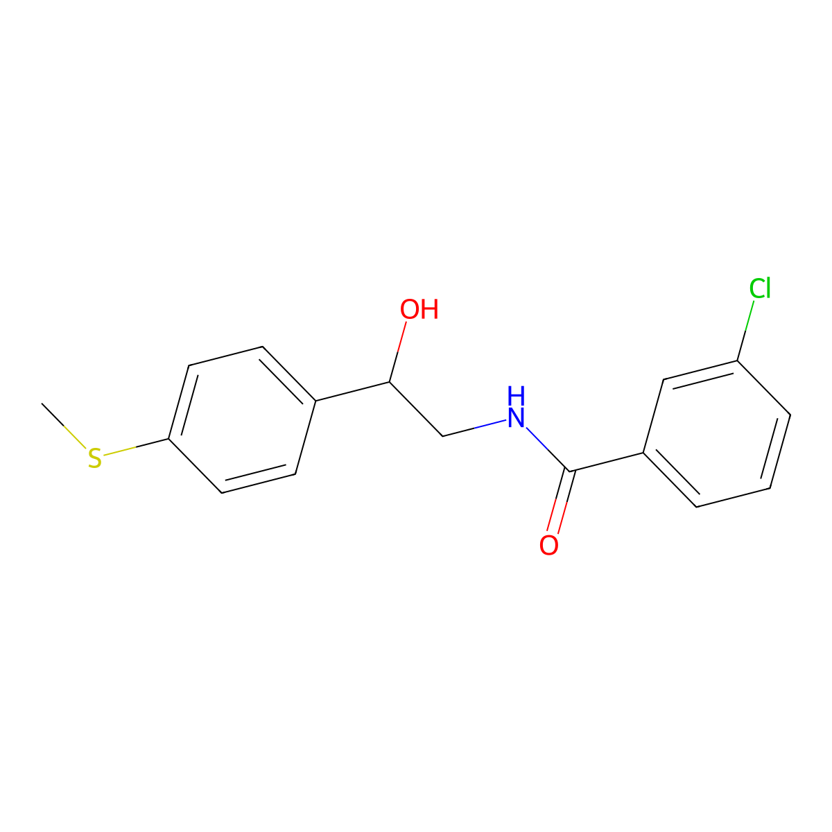 3-chloro-N-(2-hydroxy-2-(4-(methylthio)phenyl)ethyl)benzamide molecular structure, CAS 1448064-84-3