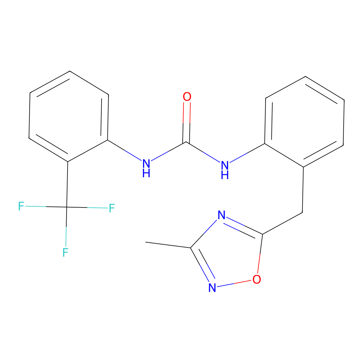 1-{2-[(3-Methyl-1,2,4-oxadiazol-5-yl)methyl]phenyl}-3-[2-(trifluoromethyl)phenyl]urea molecular structure, CAS 1448064-87-6