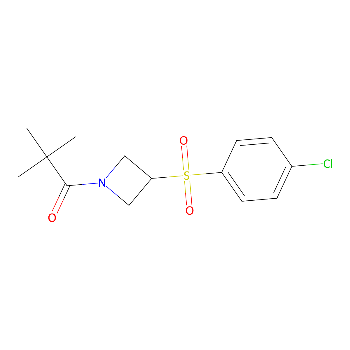 1-(3-((4-Chlorophenyl)sulfonyl)azetidin-1-yl)-2,2-dimethylpropan-1-one molecular structure, CAS 1448064-88-7
