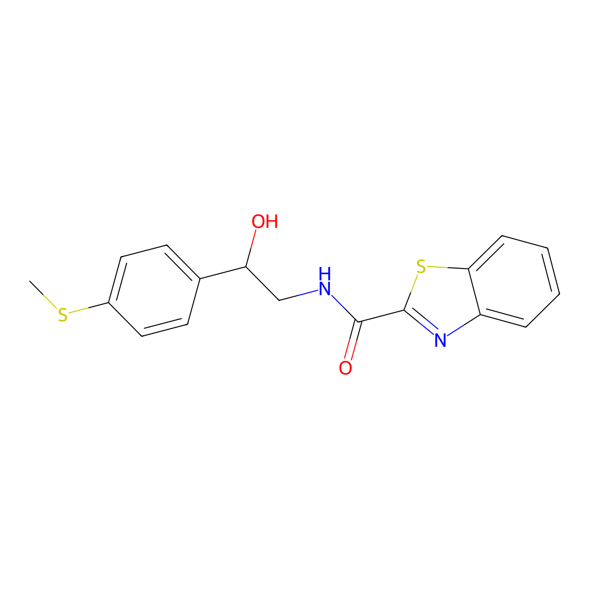 N-(2-hydroxy-2-(4-(methylthio)phenyl)ethyl)benzo[d]thiazole-2-carboxamide molecular structure, CAS 1448064-89-8