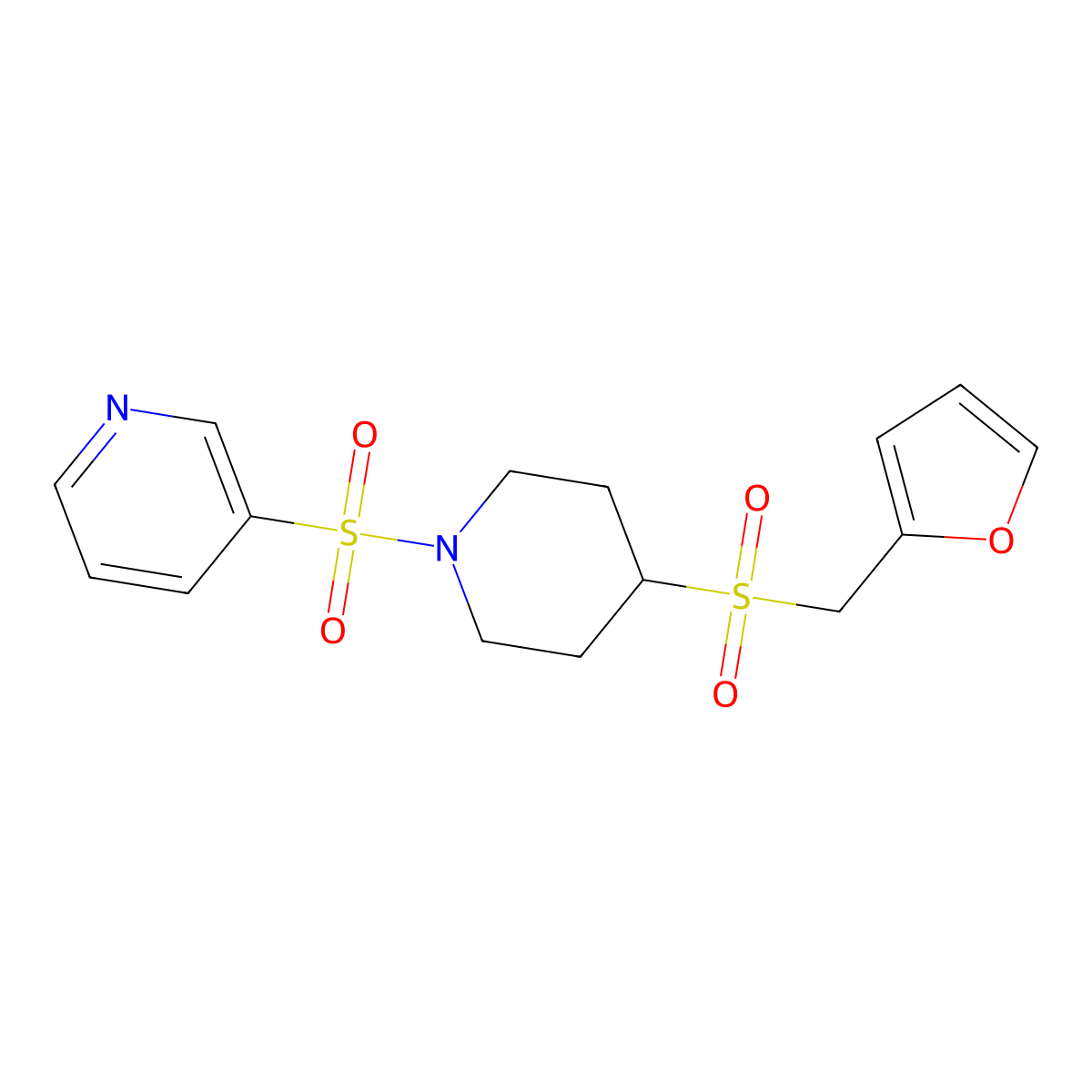 3-((4-((Furan-2-ylmethyl)sulfonyl)piperidin-1-yl)sulfonyl)pyridine molecular structure, CAS 1448064-92-3