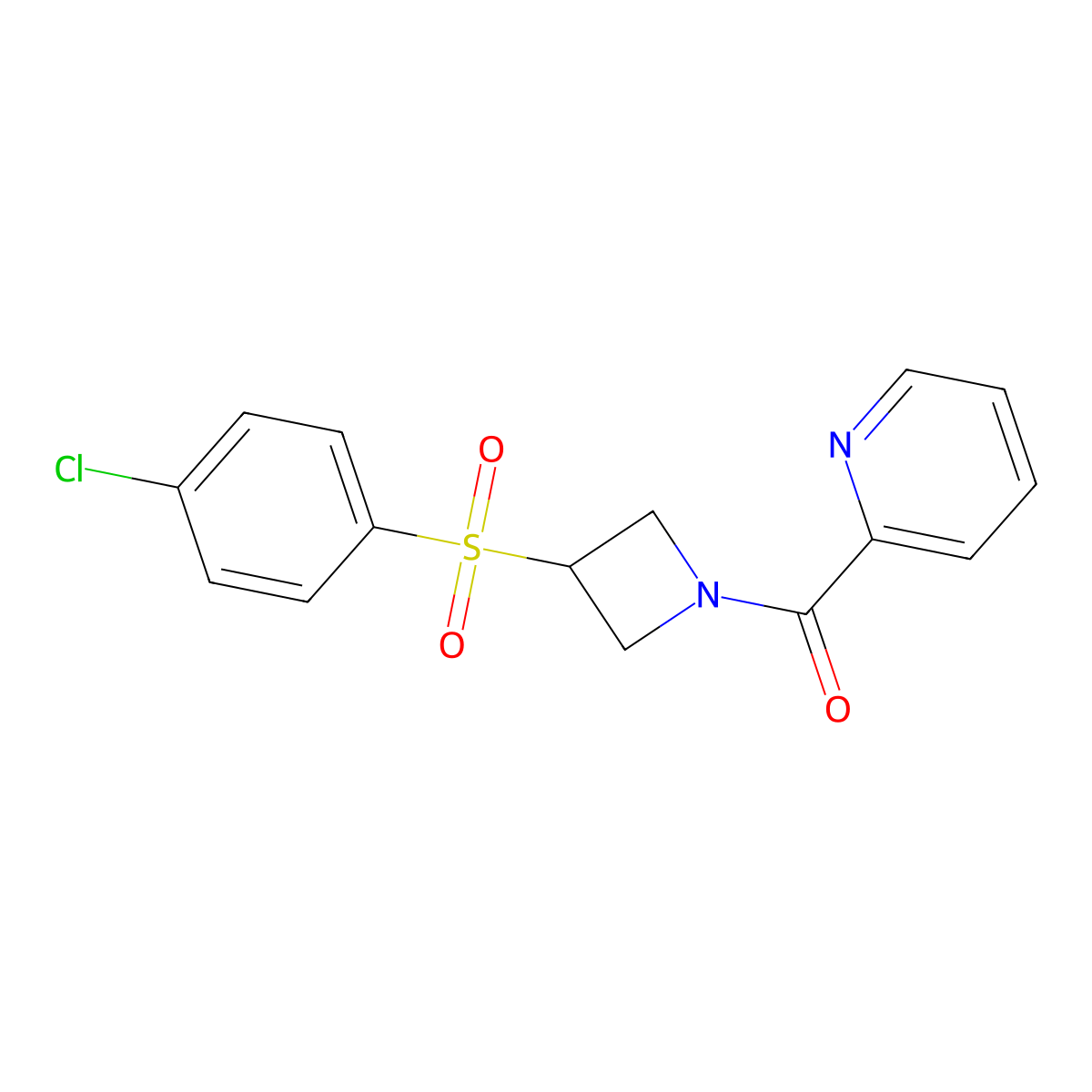 (3-((4-Chlorophenyl)sulfonyl)azetidin-1-yl)(pyridin-2-yl)methanone molecular structure, CAS 1448064-93-4