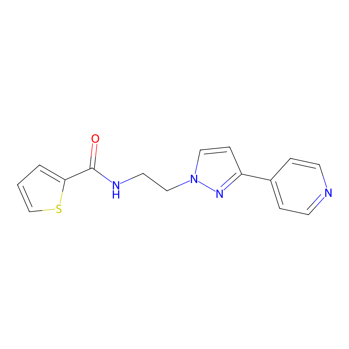 N-{2-[3-(pyridin-4-yl)-1H-pyrazol-1-yl]ethyl}thiophene-2-carboxamide molecular structure, CAS 1448064-96-7