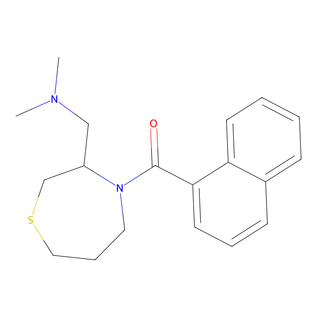(3-((Dimethylamino)methyl)-1,4-thiazepan-4-yl)(naphthalen-1-yl)methanone molecular structure, CAS 1448065-04-0