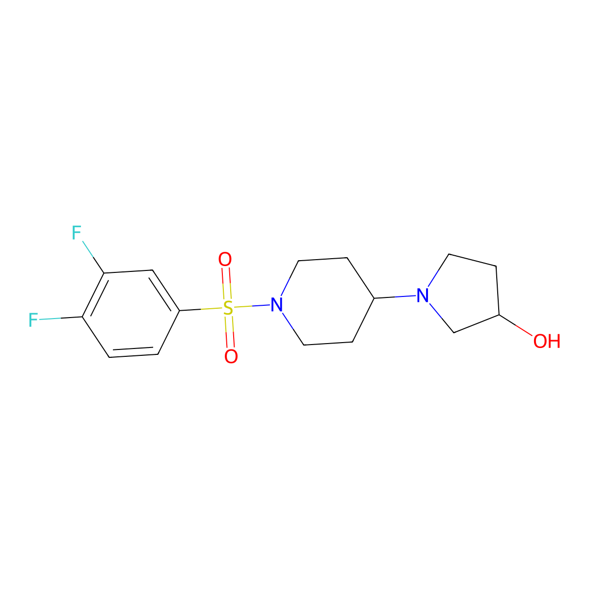 1-(1-((3,4-Difluorophenyl)sulfonyl)piperidin-4-yl)pyrrolidin-3-ol molecular structure, CAS 1448065-08-4