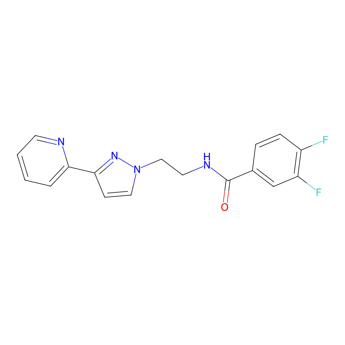 3,4-difluoro-N-(2-(3-(pyridin-2-yl)-1H-pyrazol-1-yl)ethyl)benzamide molecular structure, CAS 1448065-09-5