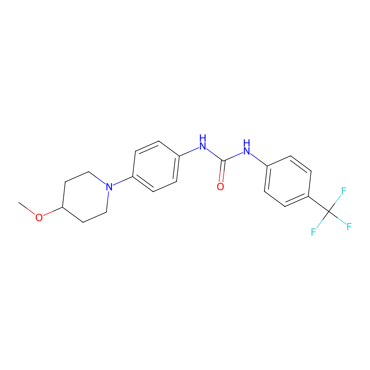 1-[4-(4-Methoxypiperidin-1-yl)phenyl]-3-[4-(trifluoromethyl)phenyl]urea molecular structure, CAS 1448065-11-9