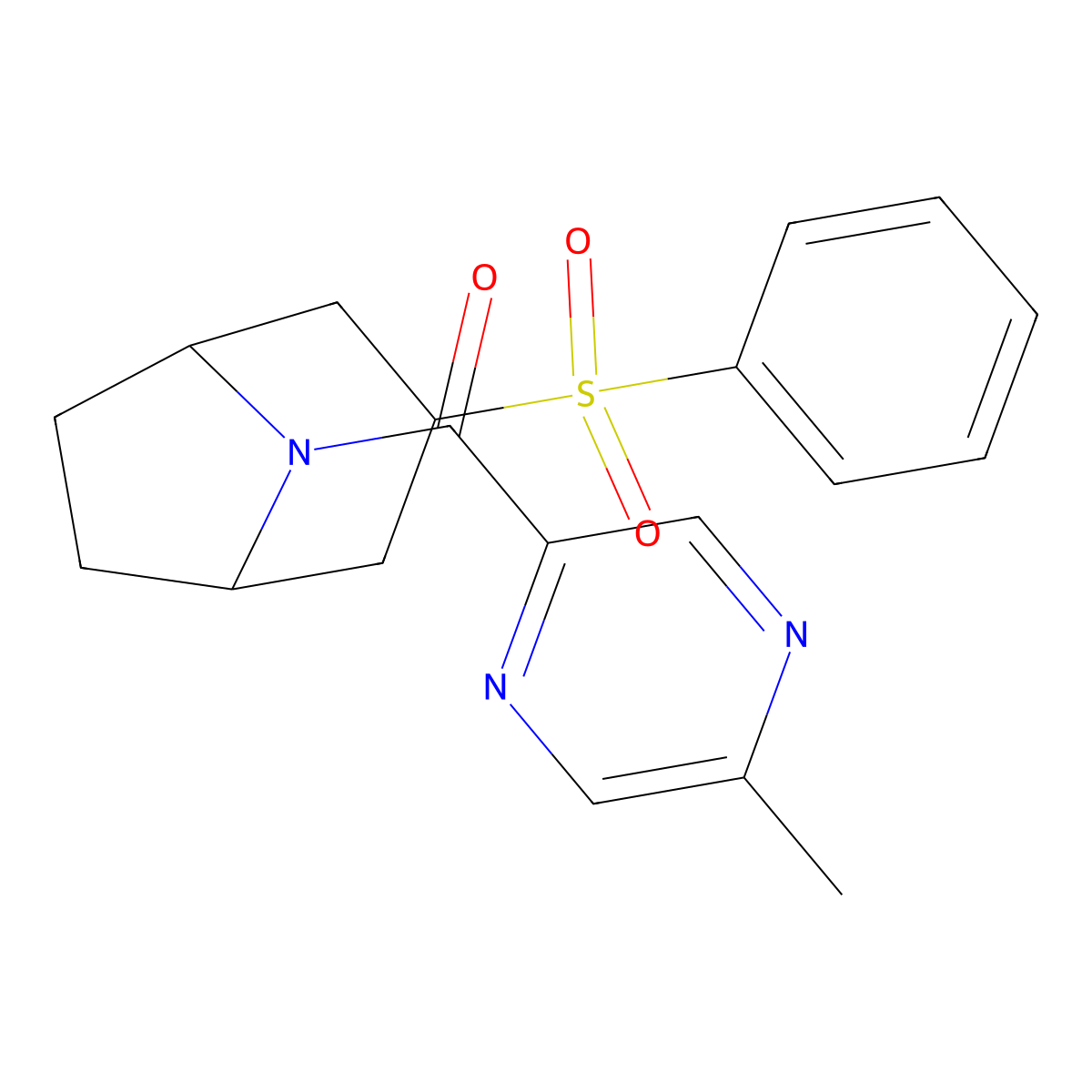 (5-methylpyrazin-2-yl)((1R,5S)-3-(phenylsulfonyl)-8-azabicyclo[3.2.1]octan-8-yl)methanone molecular structure, CAS 1448065-13-1