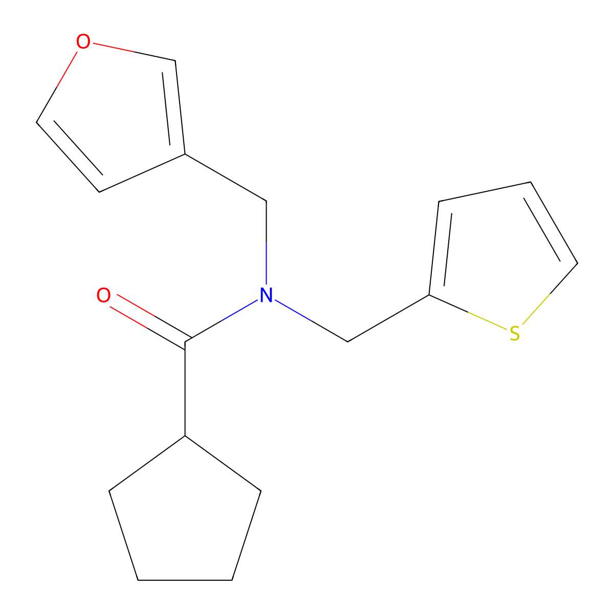 N-(furan-3-ylmethyl)-N-(thiophen-2-ylmethyl)cyclopentanecarboxamide molecular structure, CAS 1448065-14-2