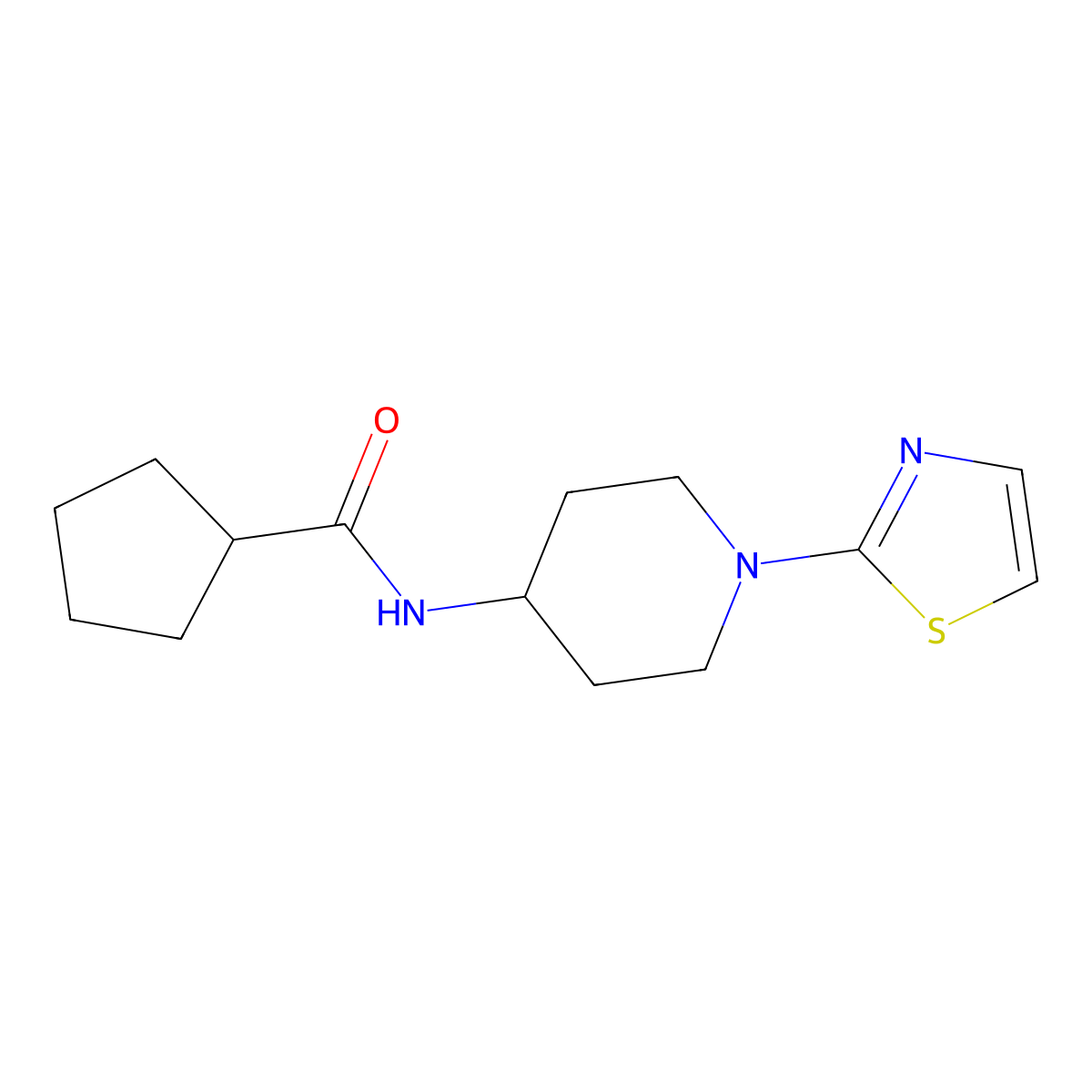 N-(1-(thiazol-2-yl)piperidin-4-yl)cyclopentanecarboxamide molecular structure, CAS 1448065-18-6