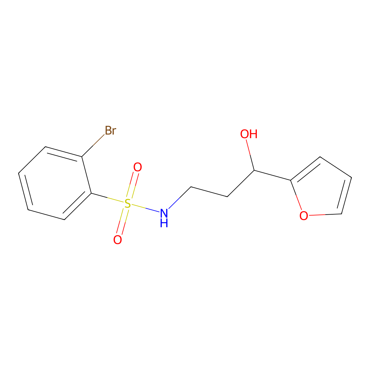 2-bromo-N-(3-(furan-2-yl)-3-hydroxypropyl)benzenesulfonamide molecular structure, CAS 1448065-21-1