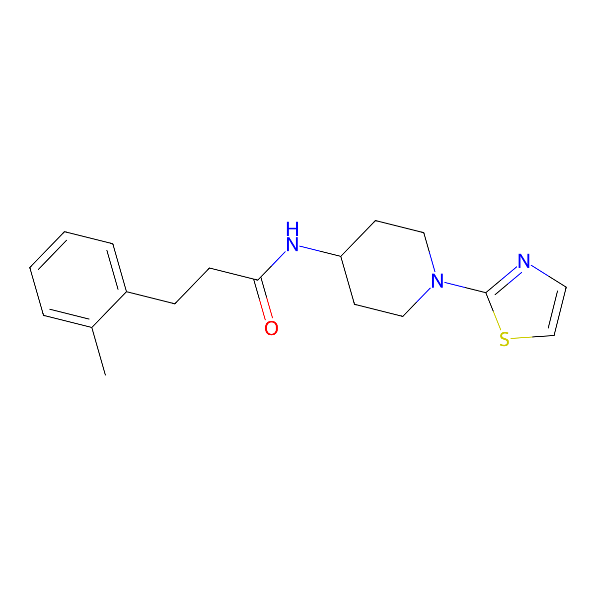 N-(1-(thiazol-2-yl)piperidin-4-yl)-3-(o-tolyl)propanamide molecular structure, CAS 1448065-27-7
