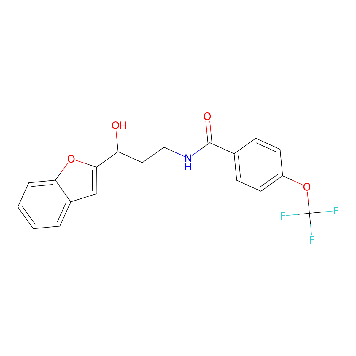 N-(3-(benzofuran-2-yl)-3-hydroxypropyl)-4-(trifluoromethoxy)benzamide molecular structure, CAS 1448065-30-2