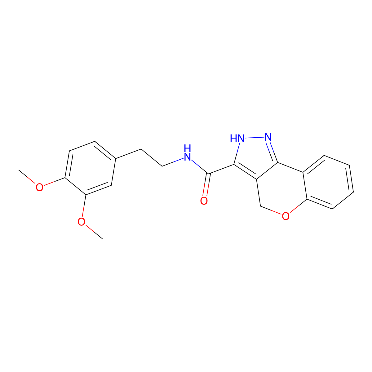 N-(3,4-dimethoxyphenethyl)-2,4-dihydrochromeno[4,3-c]pyrazole-3-carboxamide molecular structure, CAS 1448065-32-4