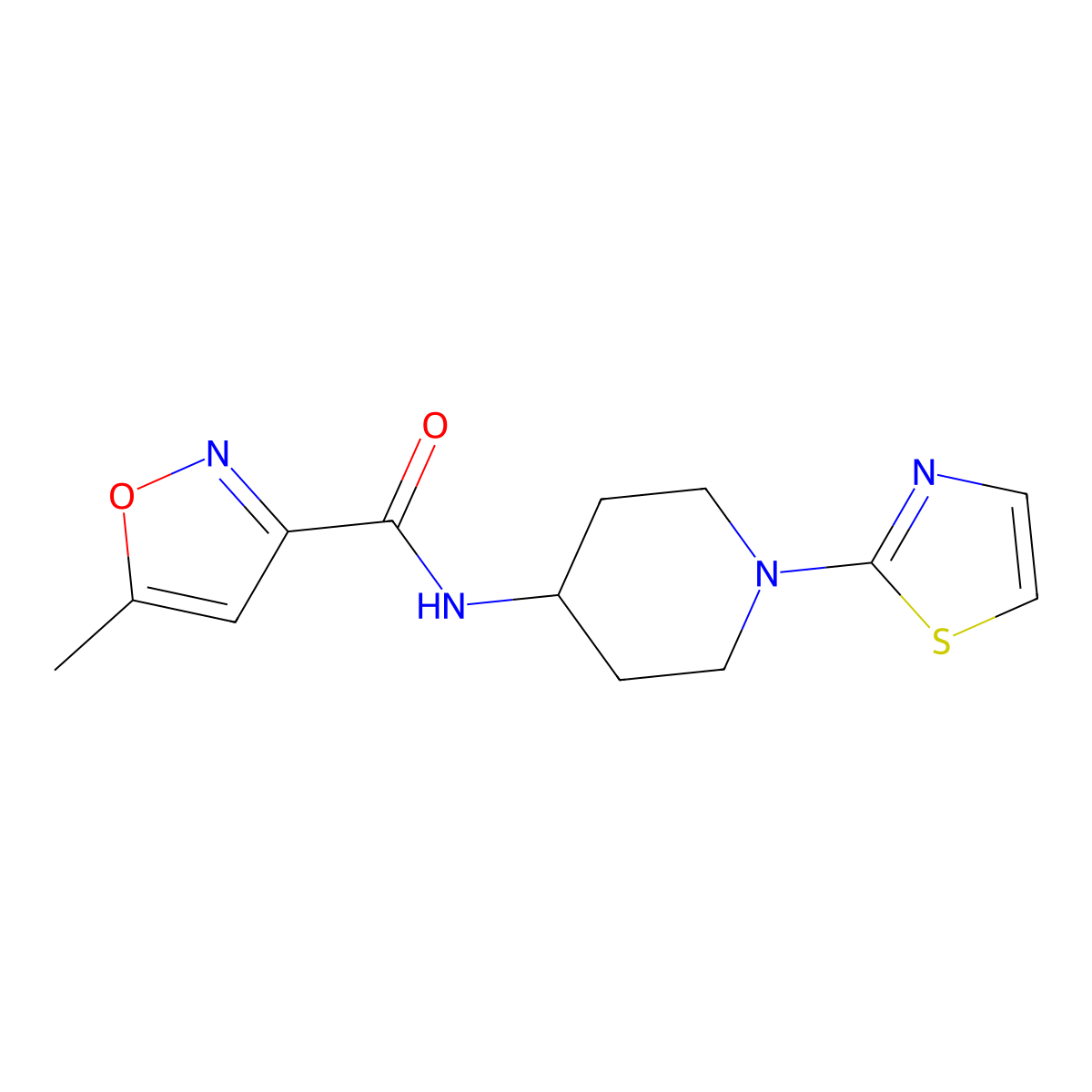 5-methyl-N-(1-(thiazol-2-yl)piperidin-4-yl)isoxazole-3-carboxamide molecular structure, CAS 1448065-37-9