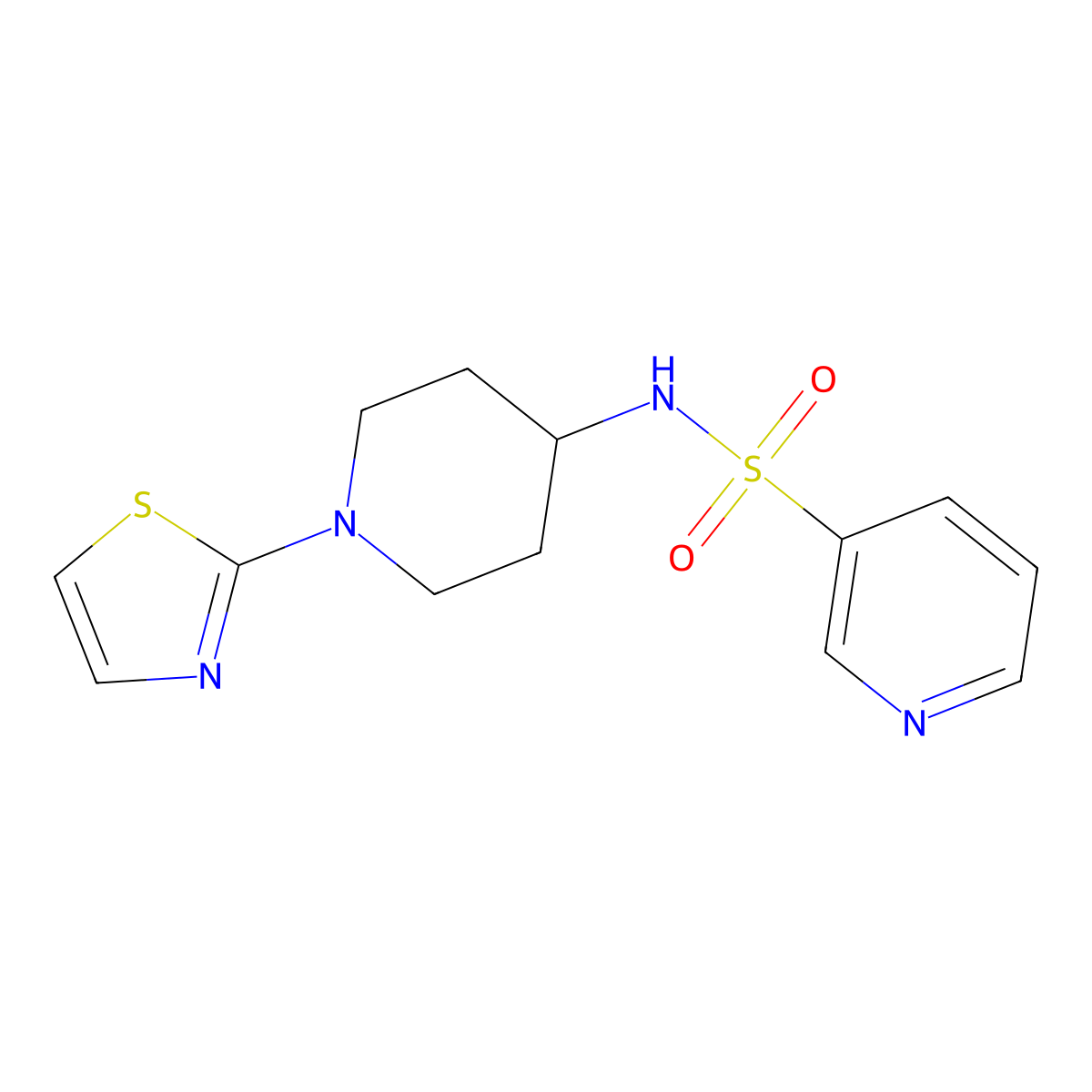 N-(1-(thiazol-2-yl)piperidin-4-yl)pyridine-3-sulfonamide molecular structure, CAS 1448065-38-0