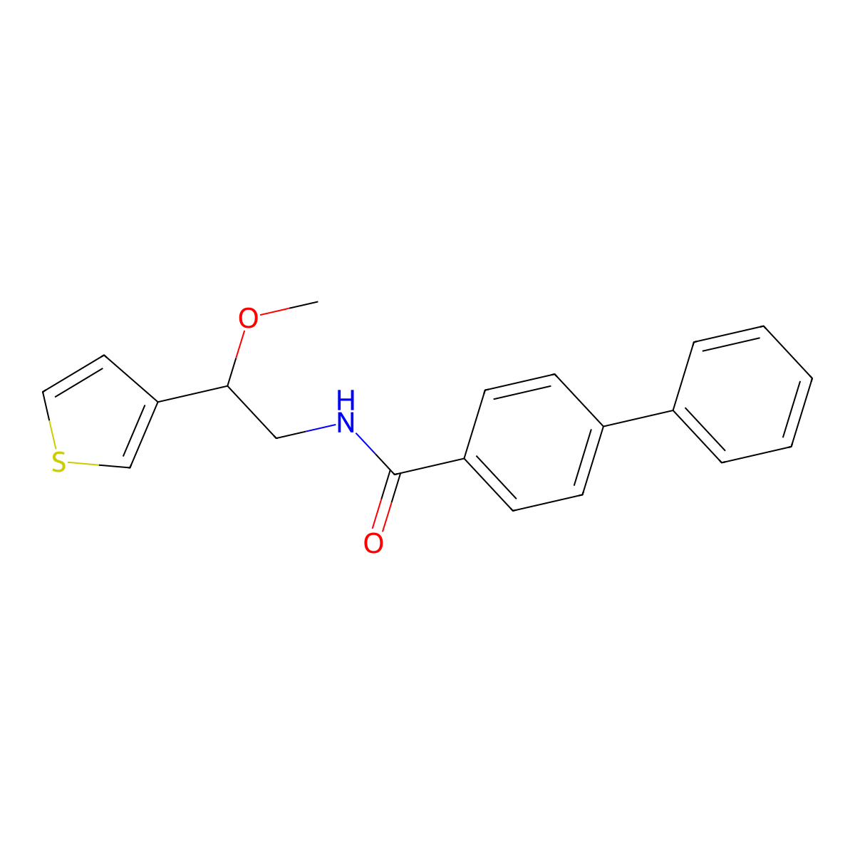 N-[2-Methoxy-2-(thiophen-3-YL)ethyl]-[1,1'-biphenyl]-4-carboxamide molecular structure, CAS 1448065-39-1