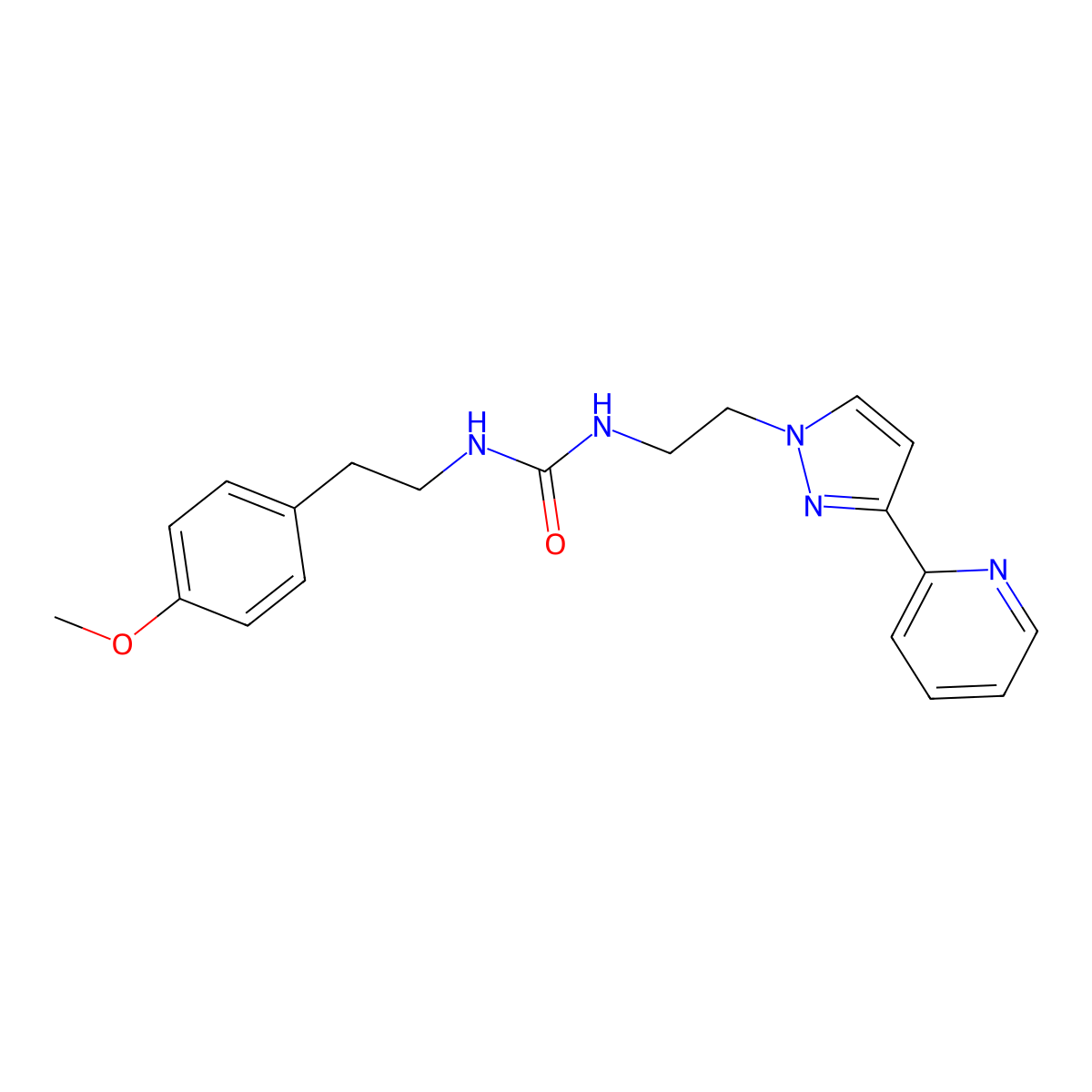 1-(4-methoxyphenethyl)-3-(2-(3-(pyridin-2-yl)-1H-pyrazol-1-yl)ethyl)urea molecular structure, CAS 1448065-40-4