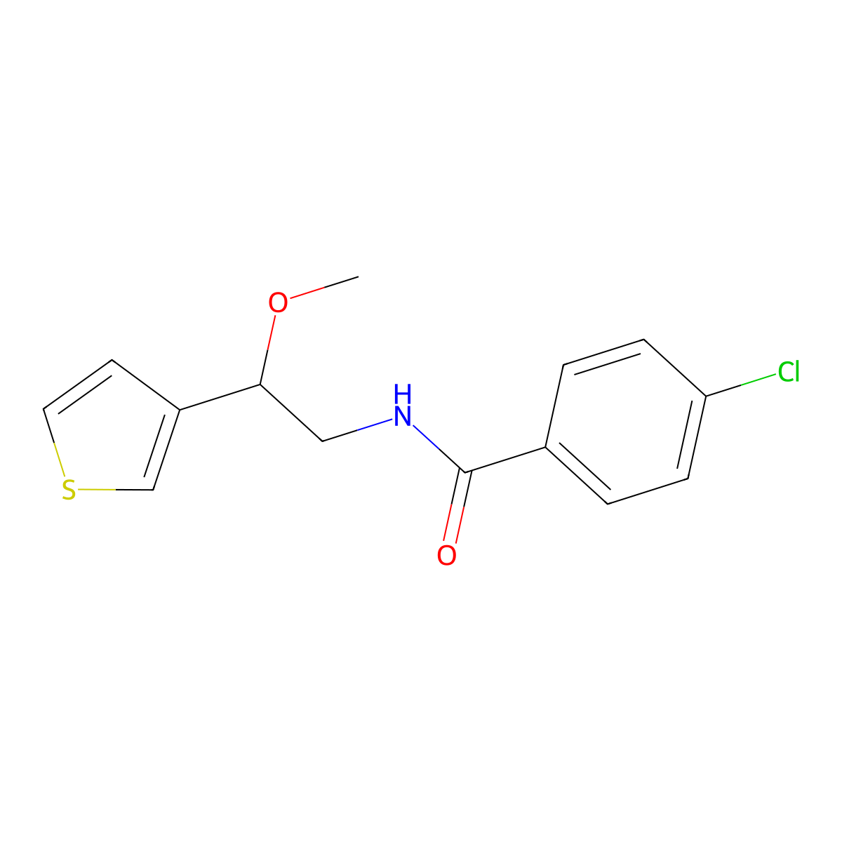 4-Chloro-N-[2-methoxy-2-(thiophen-3-YL)ethyl]benzamide molecular structure, CAS 1448065-43-7