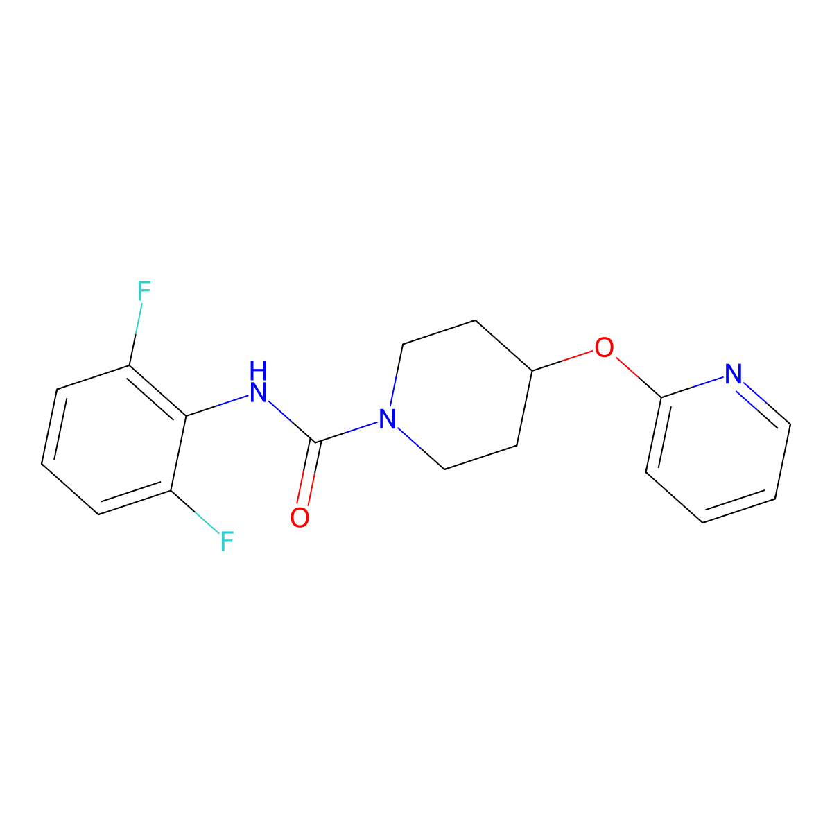 N-(2,6-difluorophenyl)-4-(pyridin-2-yloxy)piperidine-1-carboxamide molecular structure, CAS 1448065-44-8