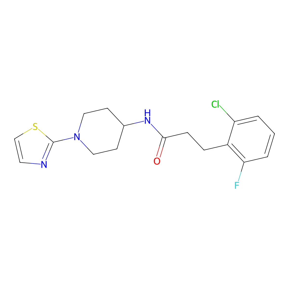 3-(2-chloro-6-fluorophenyl)-N-(1-(thiazol-2-yl)piperidin-4-yl)propanamide molecular structure, CAS 1448065-47-1