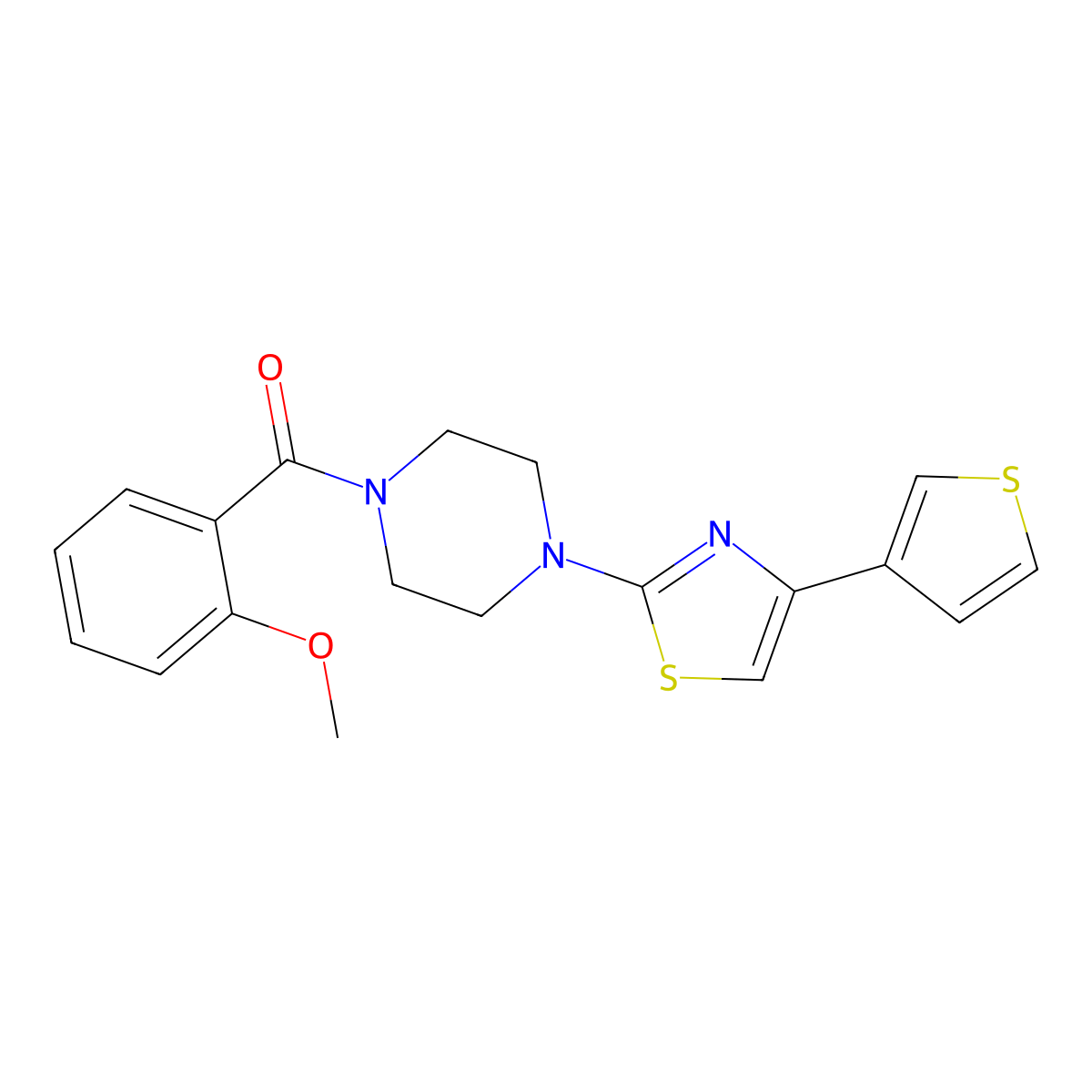 (2-Methoxyphenyl)(4-(4-(thiophen-3-yl)thiazol-2-yl)piperazin-1-yl)methanone molecular structure, CAS 1448065-55-1