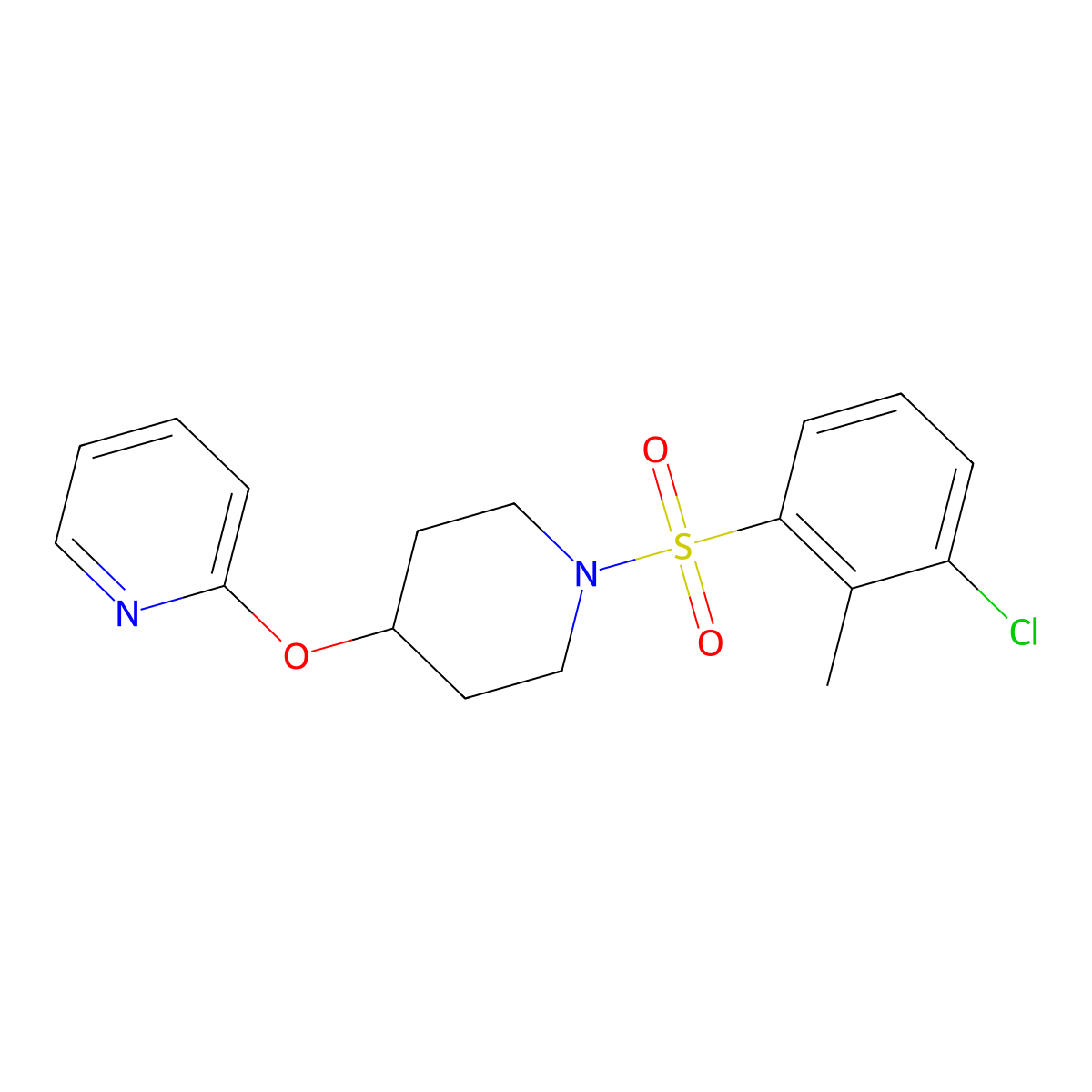 2-((1-((3-Chloro-2-methylphenyl)sulfonyl)piperidin-4-yl)oxy)pyridine molecular structure, CAS 1448065-56-2