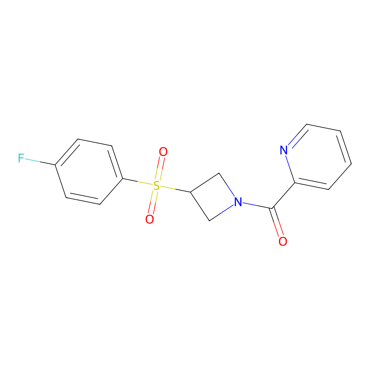 (3-((4-Fluorophenyl)sulfonyl)azetidin-1-yl)(pyridin-2-yl)methanone molecular structure, CAS 1448065-59-5