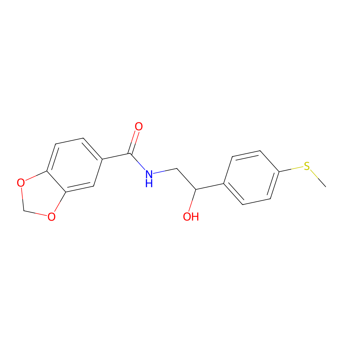 N-(2-hydroxy-2-(4-(methylthio)phenyl)ethyl)benzo[d][1,3]dioxole-5-carboxamide molecular structure, CAS 1448065-60-8