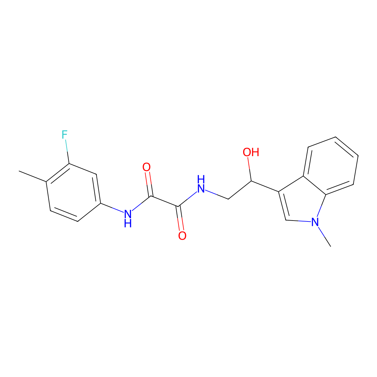 N1-(3-fluoro-4-methylphenyl)-N2-(2-hydroxy-2-(1-methyl-1H-indol-3-yl)ethyl)oxalamide molecular structure, CAS 1448065-62-0