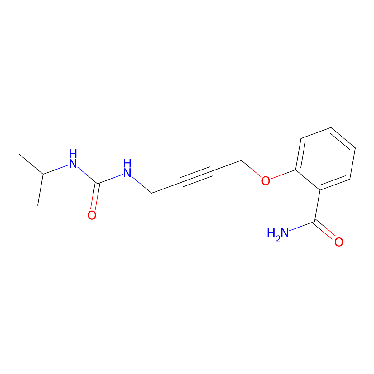 2-((4-(3-Isopropylureido)but-2-yn-1-yl)oxy)benzamide molecular structure, CAS 1448065-66-4