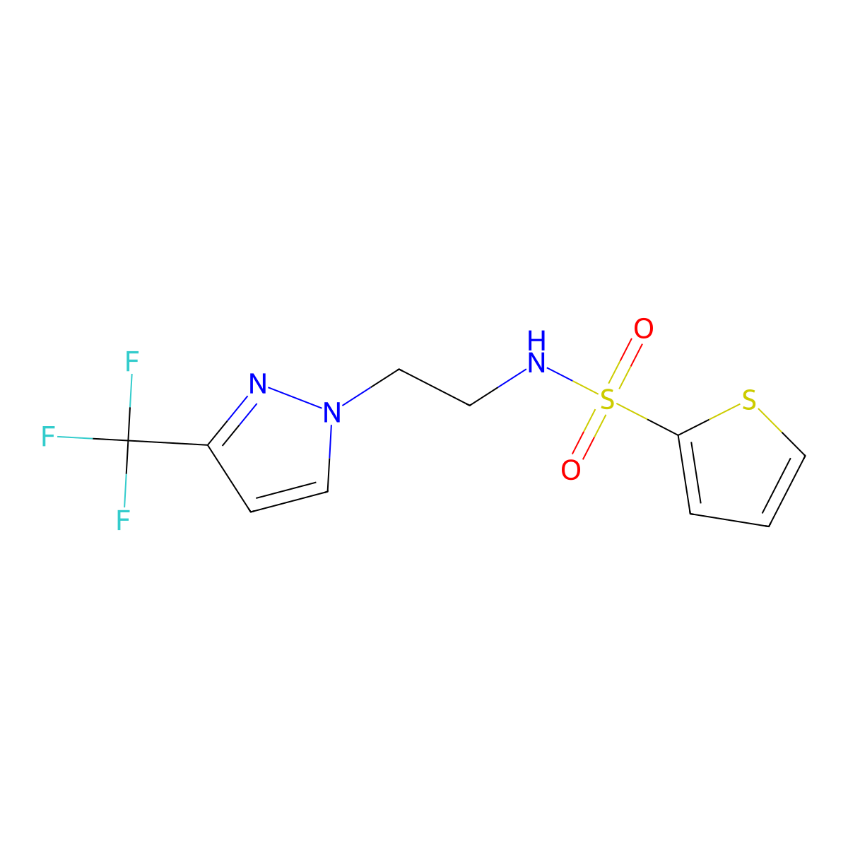 N-(2-(3-(trifluoromethyl)-1H-pyrazol-1-yl)ethyl)thiophene-2-sulfonamide molecular structure, CAS 1448065-67-5