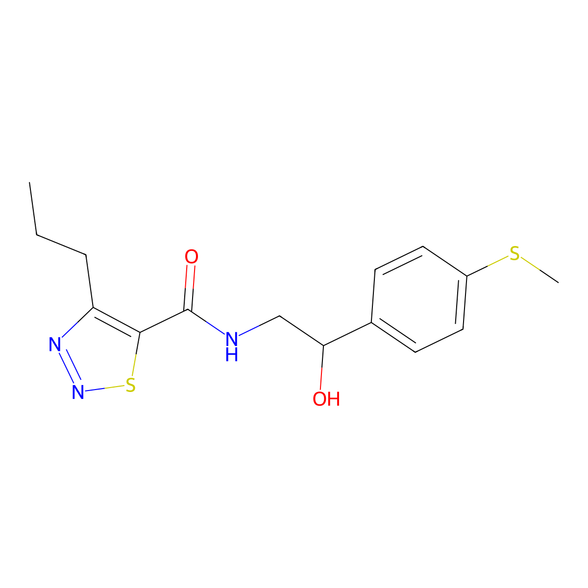 N-(2-hydroxy-2-(4-(methylthio)phenyl)ethyl)-4-propyl-1,2,3-thiadiazole-5-carboxamide molecular structure, CAS 1448065-69-7
