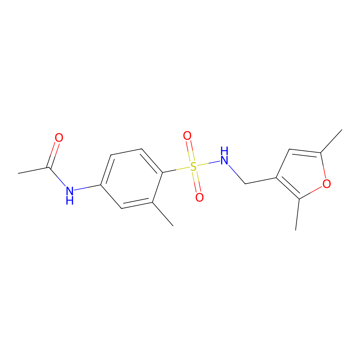N-(4-(N-((2,5-dimethylfuran-3-yl)methyl)sulfamoyl)-3-methylphenyl)acetamide molecular structure, CAS 1448065-74-4