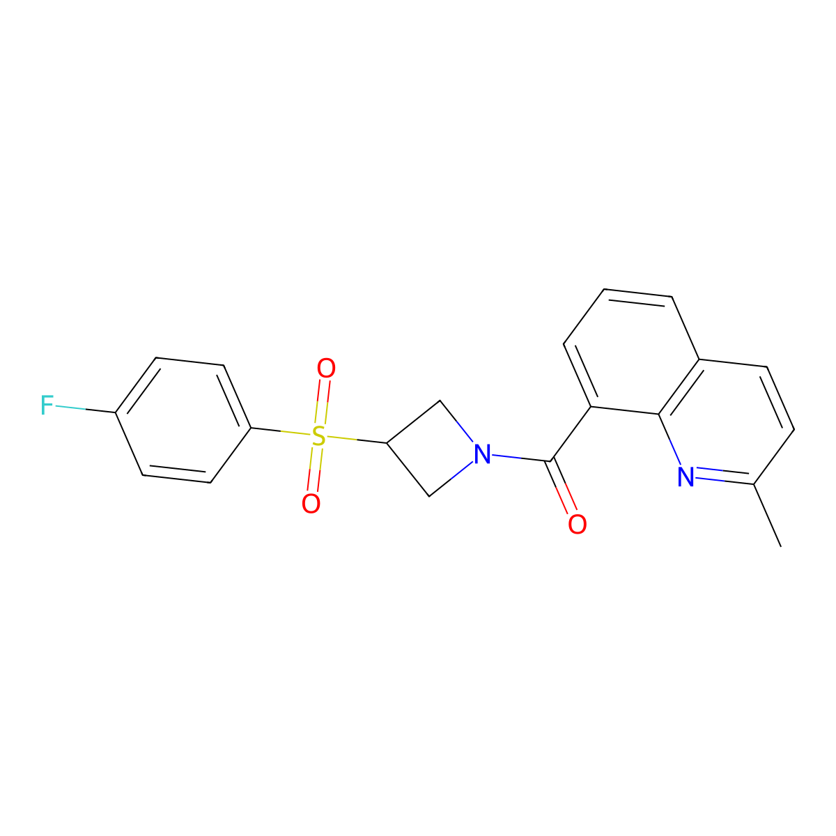 (3-((4-Fluorophenyl)sulfonyl)azetidin-1-yl)(2-methylquinolin-8-yl)methanone molecular structure, CAS 1448065-77-7