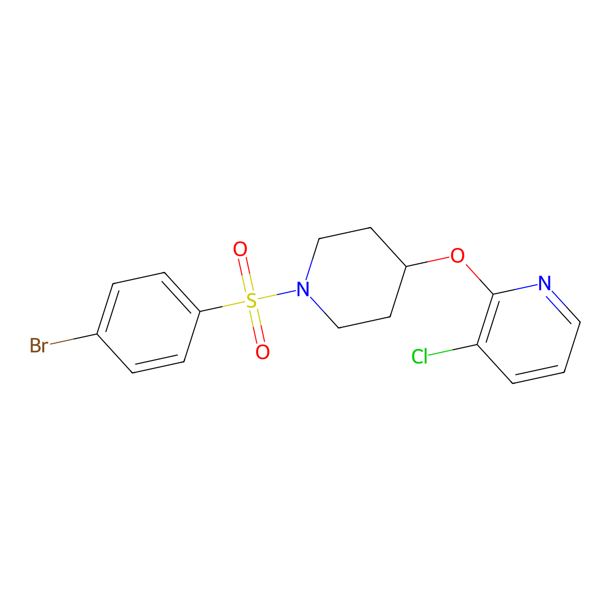 2-((1-((4-Bromophenyl)sulfonyl)piperidin-4-yl)oxy)-3-chloropyridine molecular structure, CAS 1448065-80-2